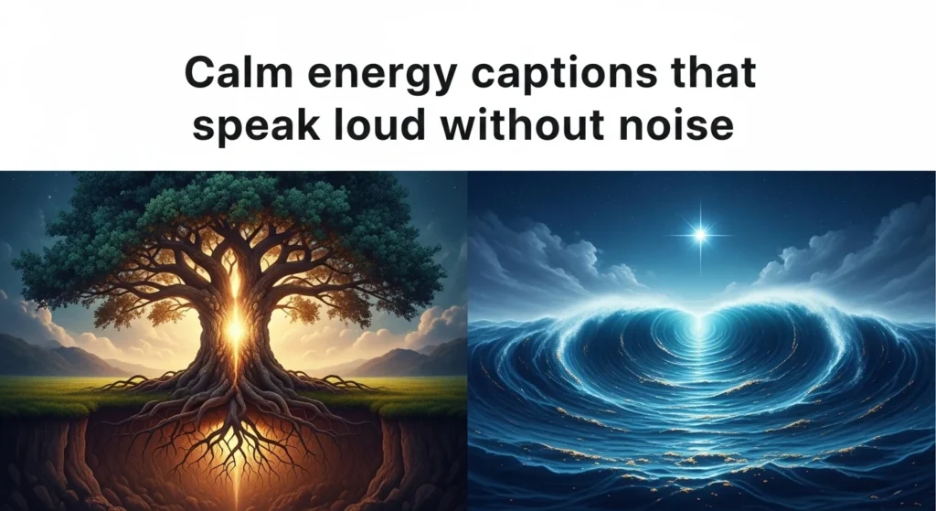 Calm energy captions that speak loud without noise
