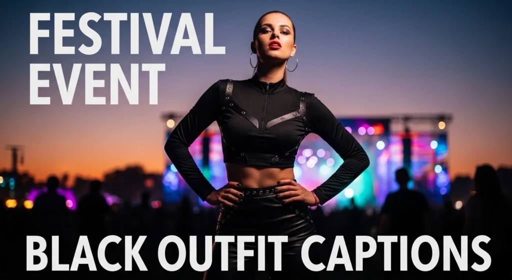 Festival Event Black Outfit Captions