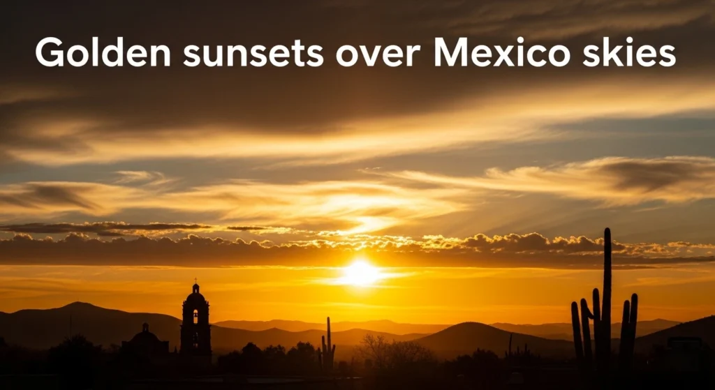 Golden sunsets over Mexico skies