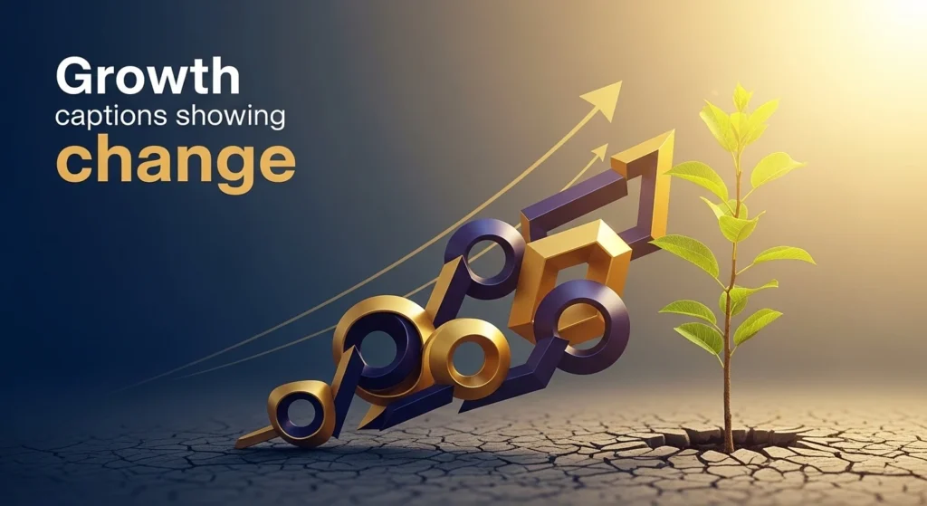 Growth captions showing change