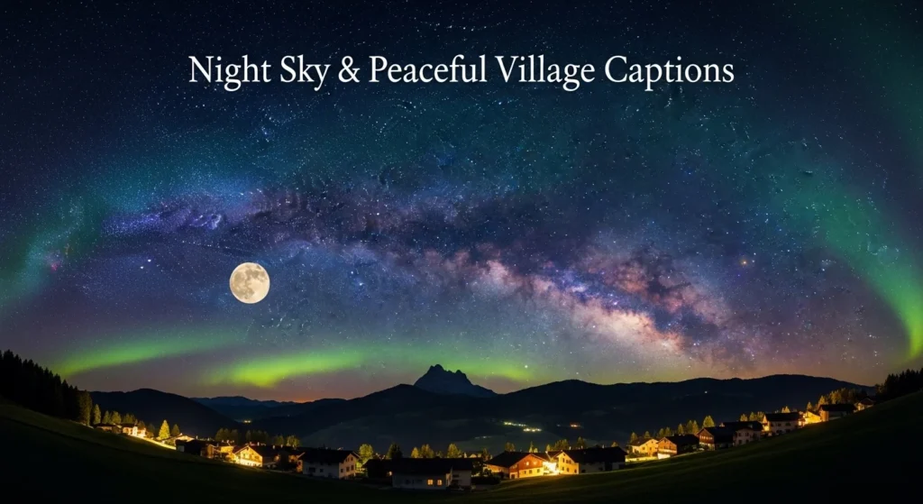 Night Sky & Peaceful Village Captions
