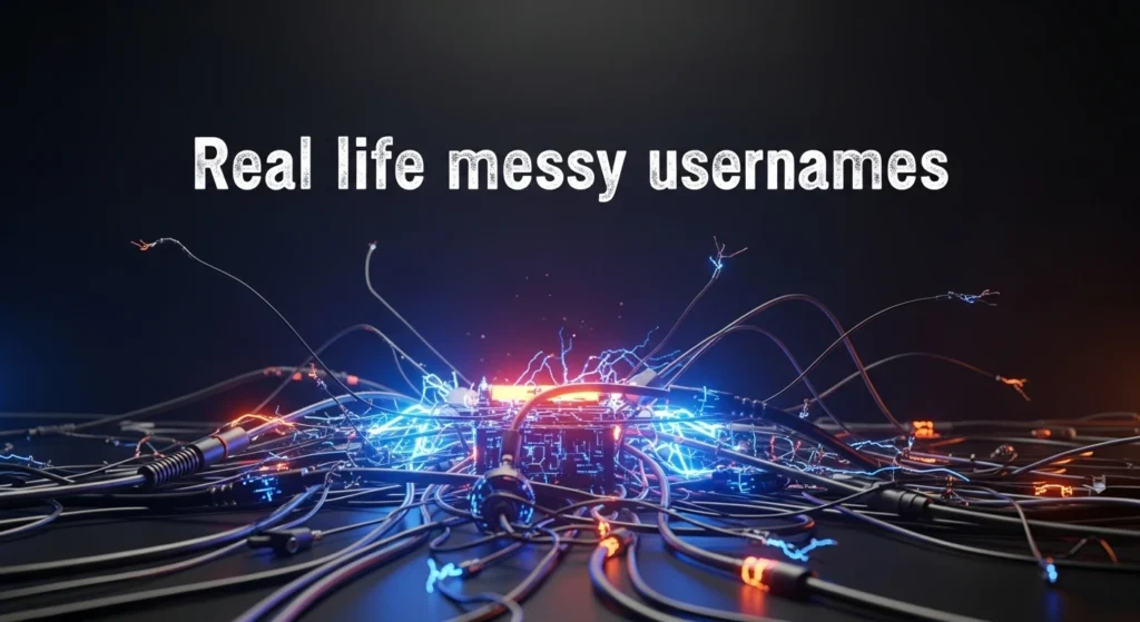 Real life messy usernames