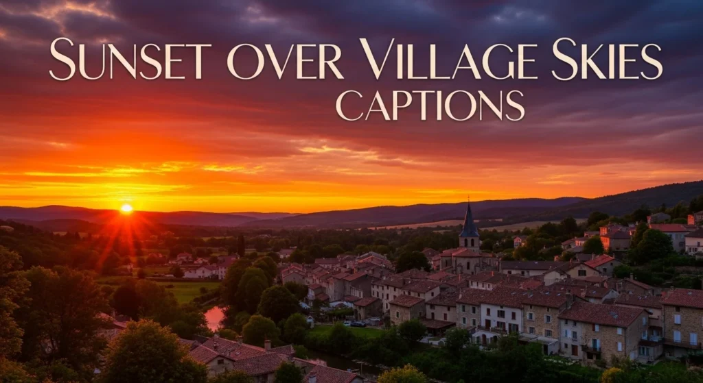 Sunset Over Village Skies Captions