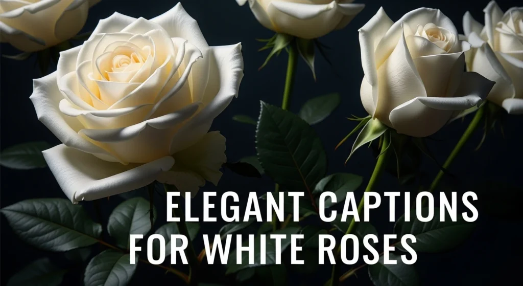 Elegant Captions for White Roses