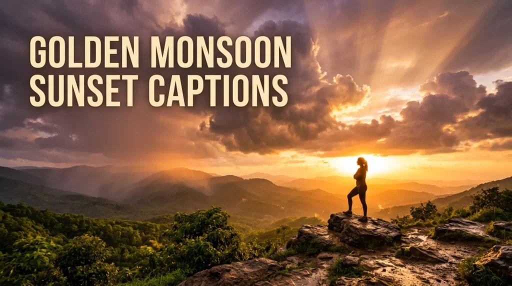 Golden monsoon sunset captions