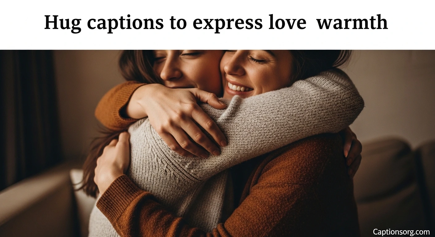 Hug captions to express love warmth