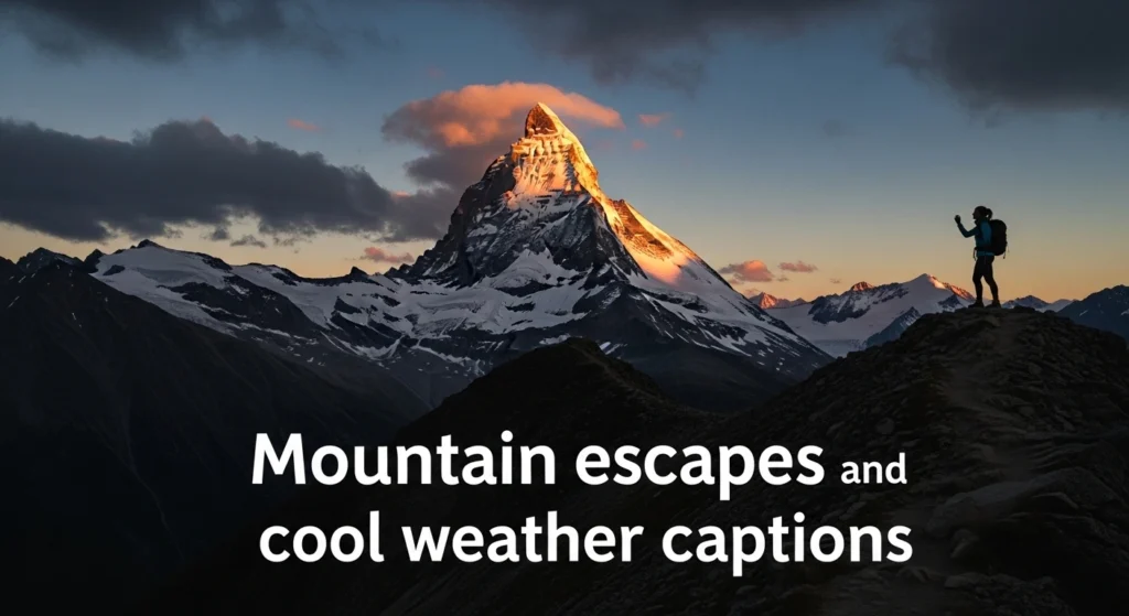 Mountain escapes and cool weather captions