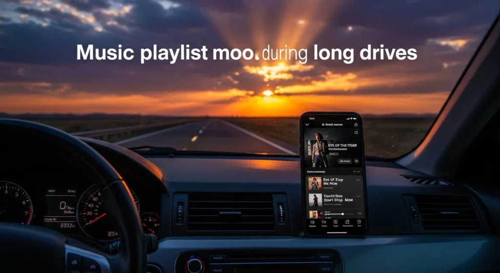 Music playlist mood during long drives