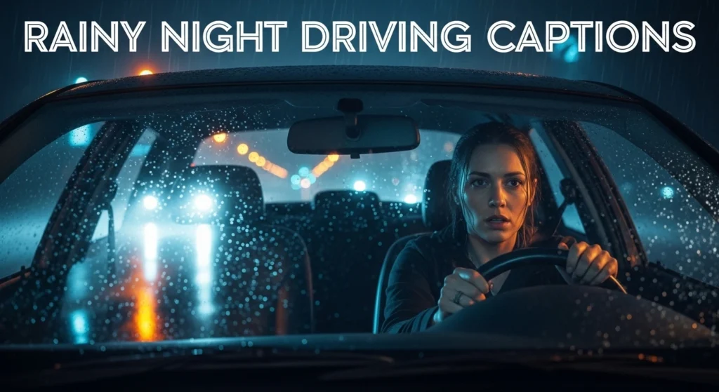 Rainy Night Driving Captions