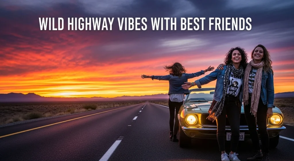 Wild highway vibes with best friends